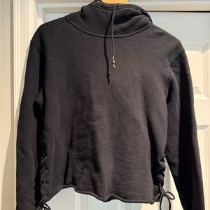 rag & bone Black Hoodie with Lace-Up Sides